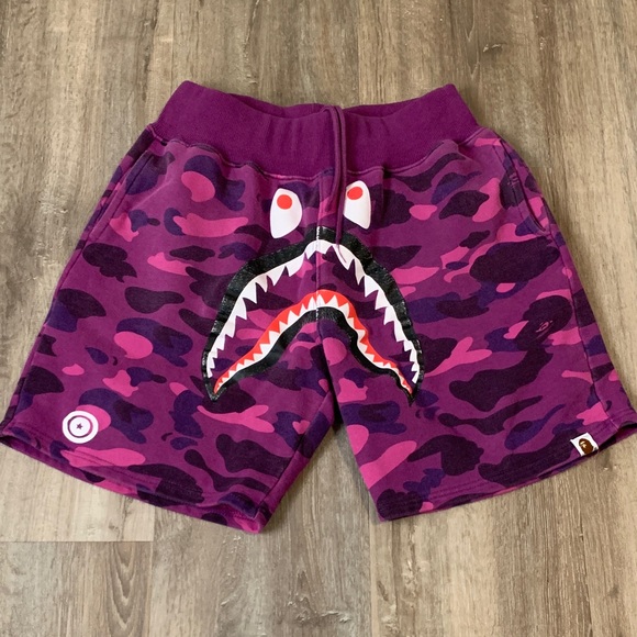 Bape Purple Camo Shark Men Shorts